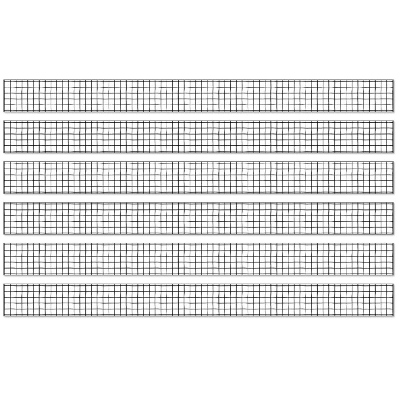 Creatively Inspired Black & White Grid Straight Borders, 36 Feet Per Pack, 6 Packs